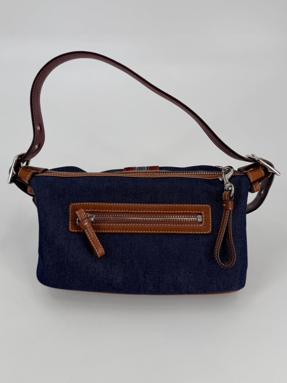 Coach Denim Stripe Mini Shoulder Bag Pouchette Pouch Y2K Style - Picture 6 of 6